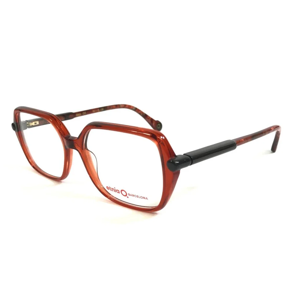 Etnia Barcelona Eyeglasses Frames SIMA OG Orange Black Dark Clear 52-15-138